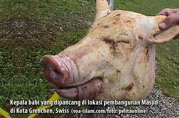 Biadab!! Lokasi Masjid di Swiss Ditebari Bangkai Babi & Disiram Darah Babi