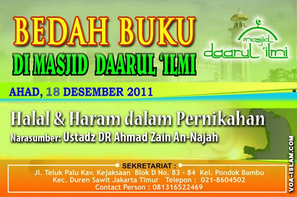 Bedah Buku ''Halal & Haram dalam Pernikahan'' bersama Ustadz DR Zain An-Najah