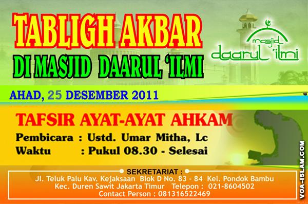 Hadirilah Kajian ''Tafsir Ayat-ayat Ahkam'' Bersama Ustadz Umar Miftha Lc. 
