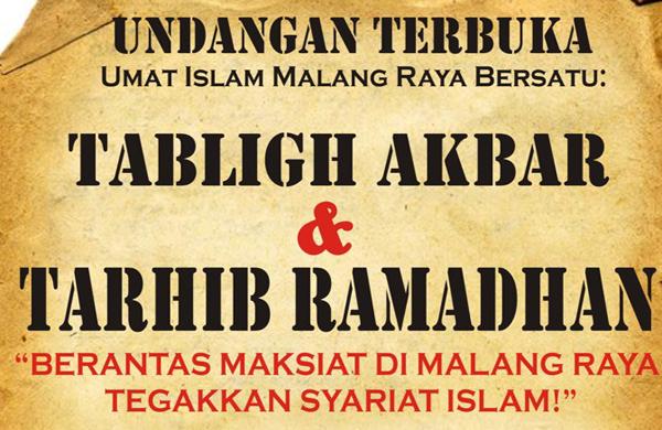 Hadirilah Tabligh Akbar dan Tarhib Ramadhan Ormas Islam Se-Malang Raya