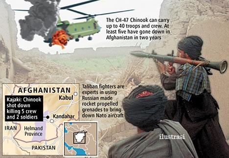 Helikopter ISAF-NATO Kembali Jatuh Ditembak Taliban, 33 Tewas