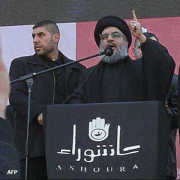 hasan nasrullah (syiah) berorasi mendukung rezim assad