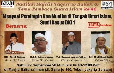 HADIRI!! KajianTPSI-MTI 'Menyoal Pemimpin Non Muslim di Tengah Umat Islam, Studi Kasus DKI 1?