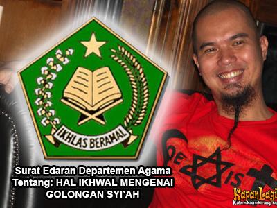 Ini Surat Edaran DEPAG Perihal Syiah yang Ditolak Ahmad Dhani