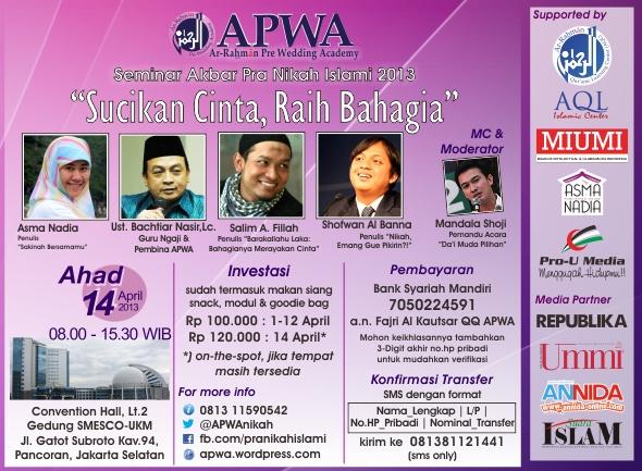 Buat Para Jomblo, Yuk Hadiri Seminar Akbar Pra Nikah Islami 2013