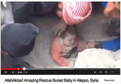Allahu Akbar, Bayi Masih Hidup Tertimbun Gempuran Roket Assad