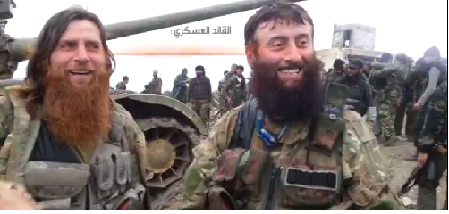 Ulama Saudi Syaikh Muhaysini dan Komandan Chechnya Rayakan Kemenangan di Latakia