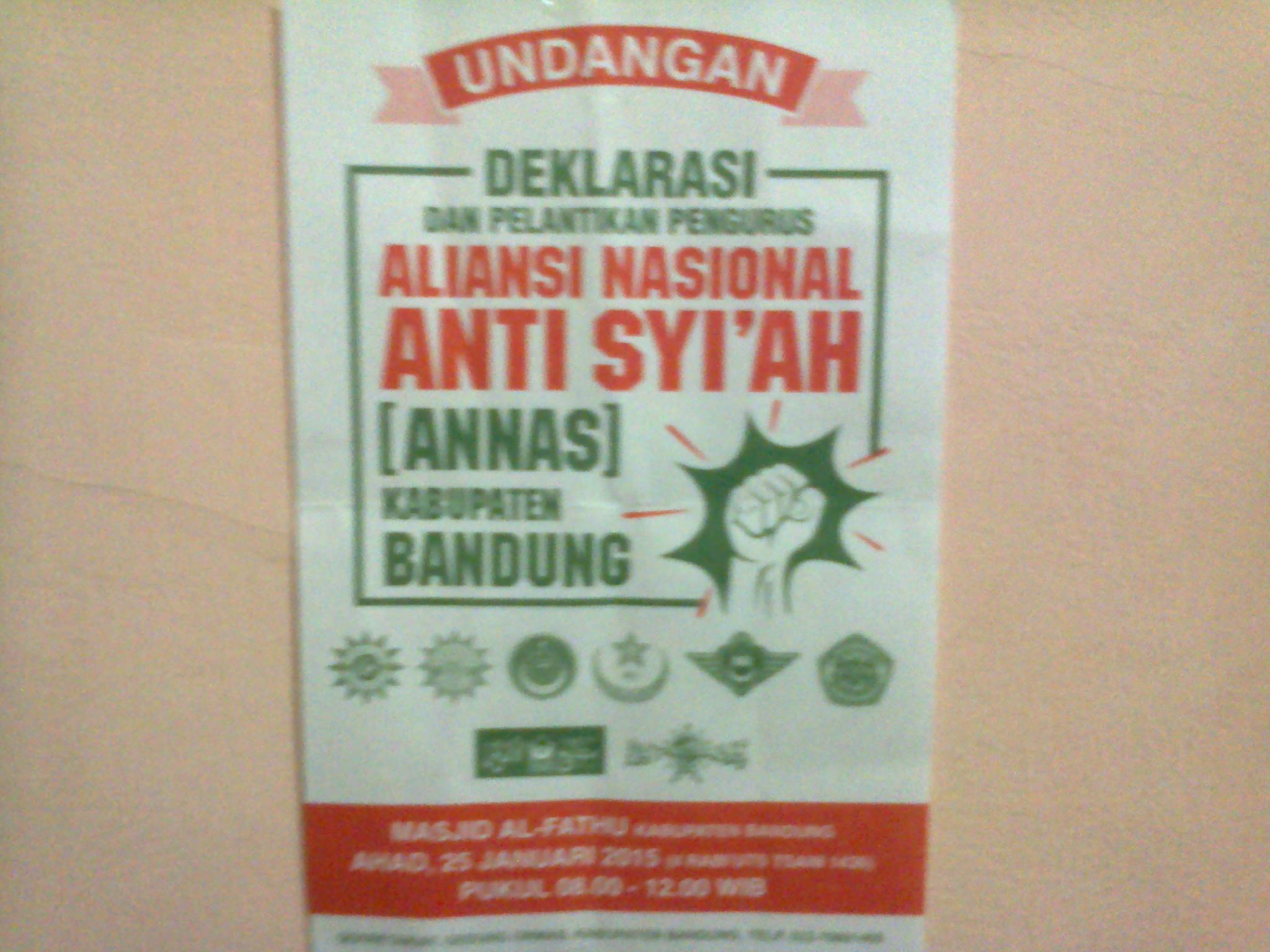 Hadirilah! Deklarasi Anti-Syi'ah Oleh ANNAS Kabupaten Bandung 