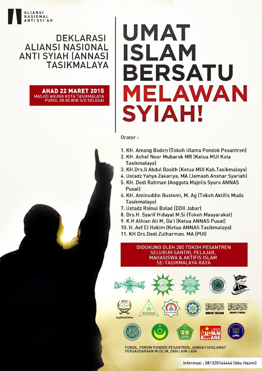 Ada Deklarasi Aliansi Nasional Anti Syiah di Tasikmalaya. Hadirilah!