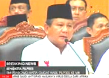 Video : Beredar Pidato Prabowo Dalam Sidang Gugatan di MK