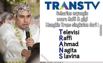 TransTV Disentil KPI, Netizen Ubah Singkatan Menjadi 'Televisi Raffi Ahmad Nagita Slavina'