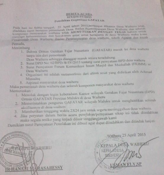 Aliran Sesat Gafatar Bikin Heboh Desa Waiheru Ambon, Warga Siap Usir