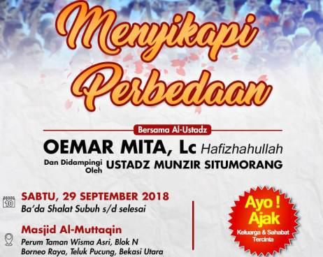 Hadirilah Kuliah Shubuh “Menyikapi Perbedaan” Bersama Ust. Oemar Mita Lc.