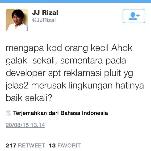 Bentrok Kampung Pulo, JJ Rizal: Warga Marah disebut Warga Ilegal, Ahok Mulutnya Kurang Ajar