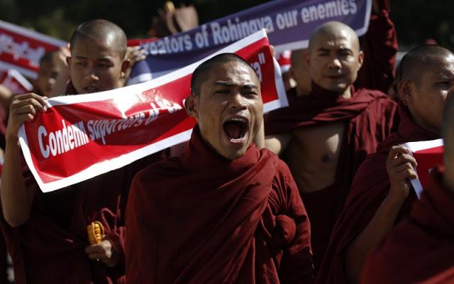 Khotbah Biksu Radikal Serang Muslim Rohingya di Kota Yangoon