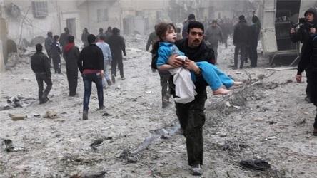 Serangan Udara Rusia dan Suriah Bunuh 77 Warga Sipil Sunni di Aleppo 