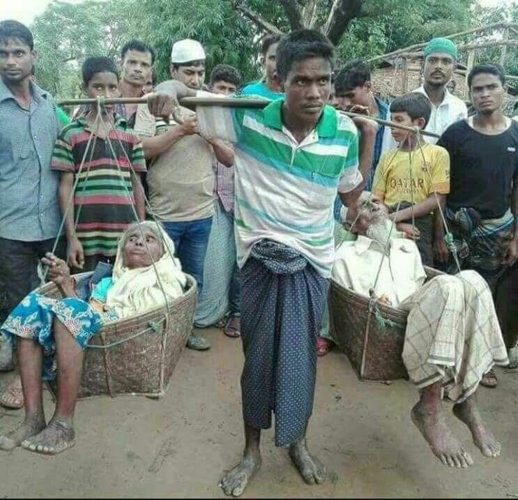 Takut Dibunuh Militer Myanmar, Pria Rohingya Ini Mengungsi Sambil Pikul Orang Tuanya ke Bangladesh