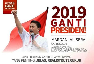 Gerakan Ganti Presiden 2019 Terus Digaungkan, Mardani: Sah, Legal, dan Konstitusional