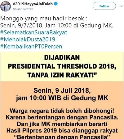 Tuntutan JR ke MK, Fahri: Warga Negara Tidak Boleh Dibohongi