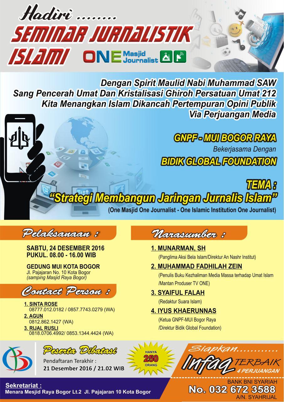 Ikutilah! Seminar Jurnalistik Islami yang Digagas GNPF-MUI di Bogor 