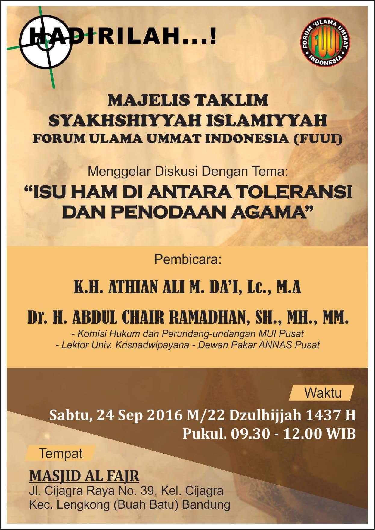 Hadirilah! Diskusi 'Isu HAM Di Antara Toleransi dan Penodaan Agama' 
