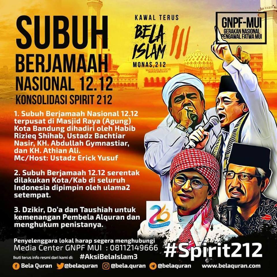 Ikutilah! Subuh Berjamaah Nasional 12.12 Konsolidasi Spirit 212 di Bandung 