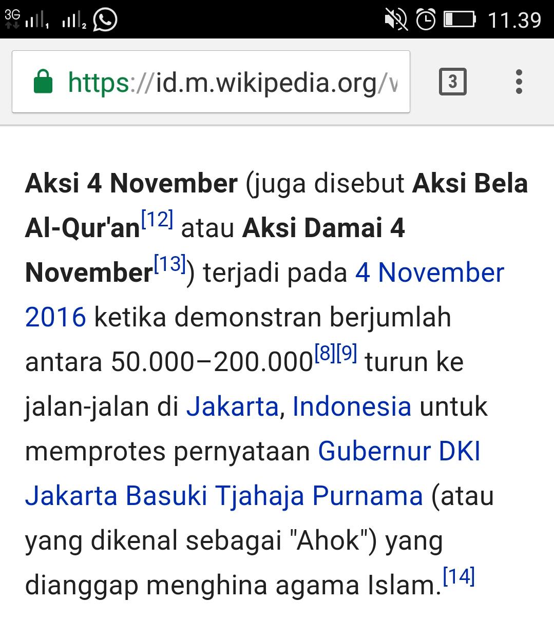 Wah! Aksi Damai Bela Islam 411 Masuk Wikipedia, Jumlah Massa Ditulis 200 Ribu Orang