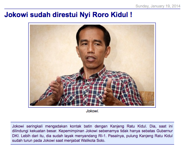 Jokowi Sudah Direstui Nyi Roro Kidul Jadi Presiden RI 