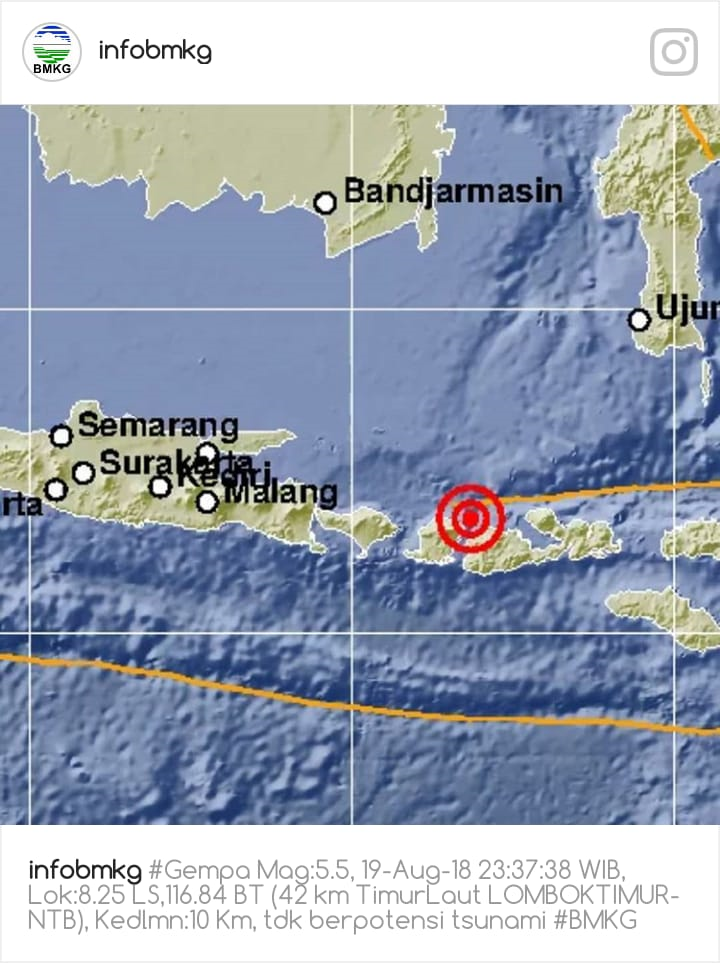 Lombok Kembali Diguncang Gempa 7 SR