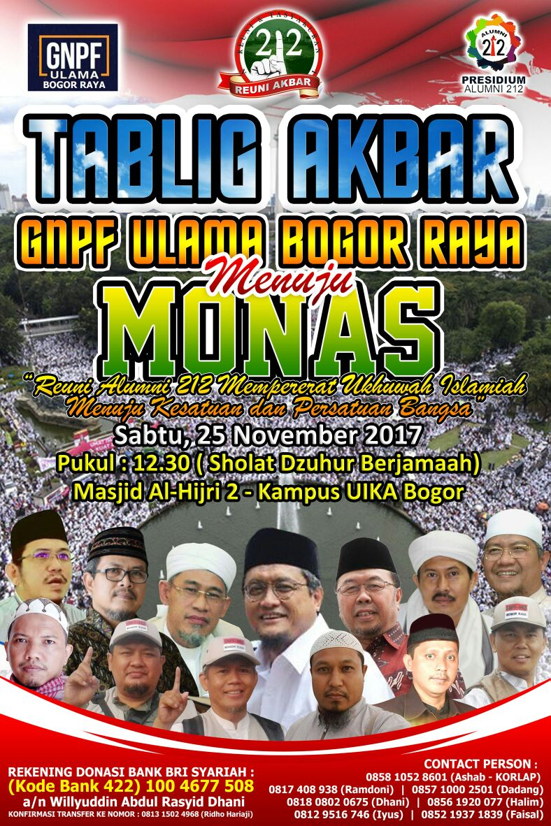 Tabligh Akbar GNPF Bogor: Reuni 212 Pererat Ukhuwah Islamiyah
