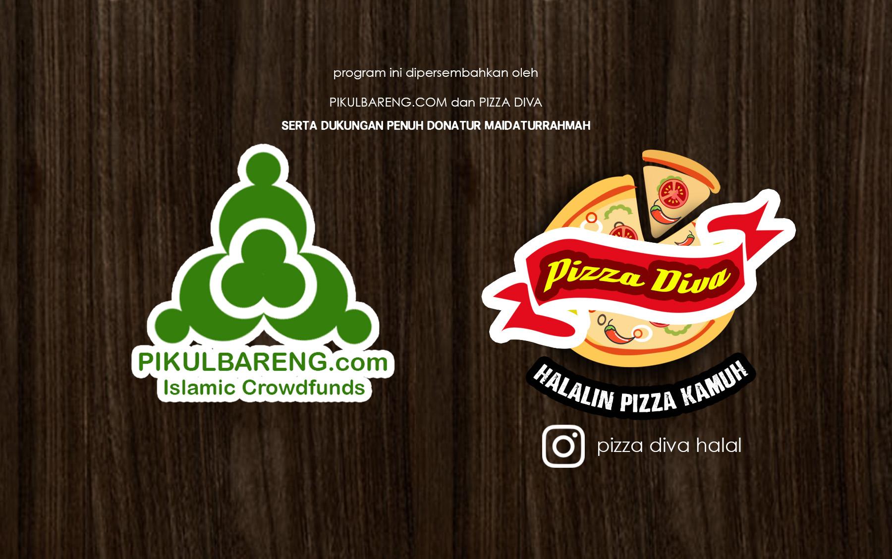 Pizza Diva Halal dan Pikulbareng Donasikan 80 Porsi Pizza dan Teh Poci