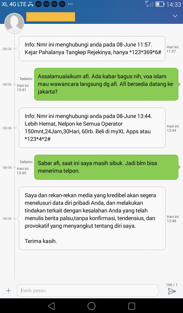 Kontroversi Afi (3): Guru dan Jurnalis VOA-Islam Mendapat 