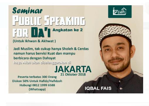 Seminar PUBLIC SPEAKING FOR DA'I bersama Iqbal Fais