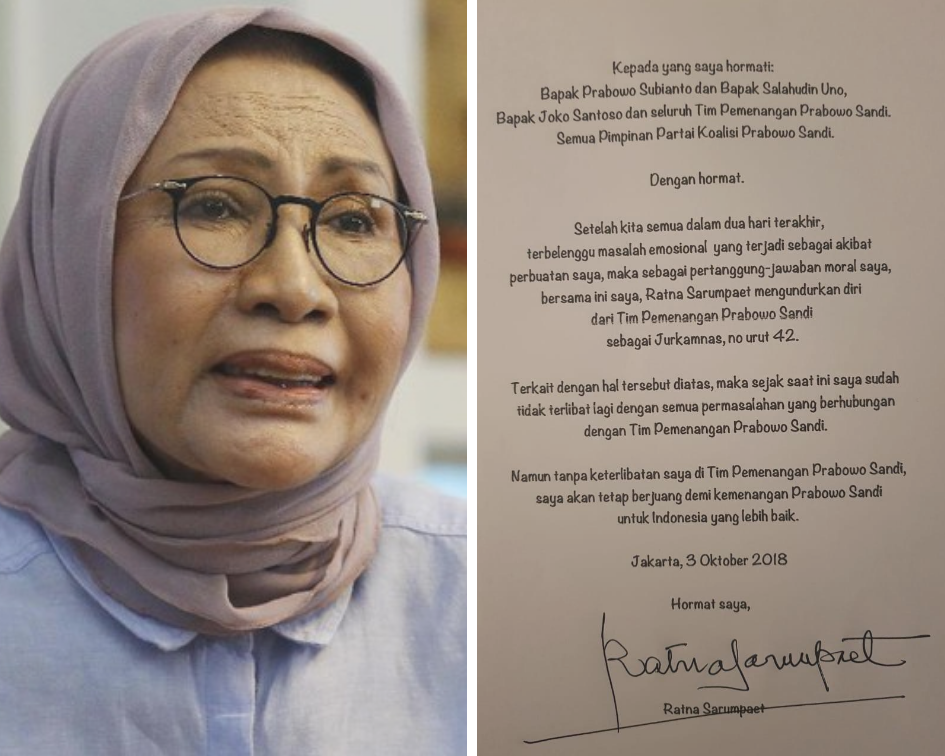 Ratna Sarumpaet Mundur dari Jurkamnas Prabowo-Sandi